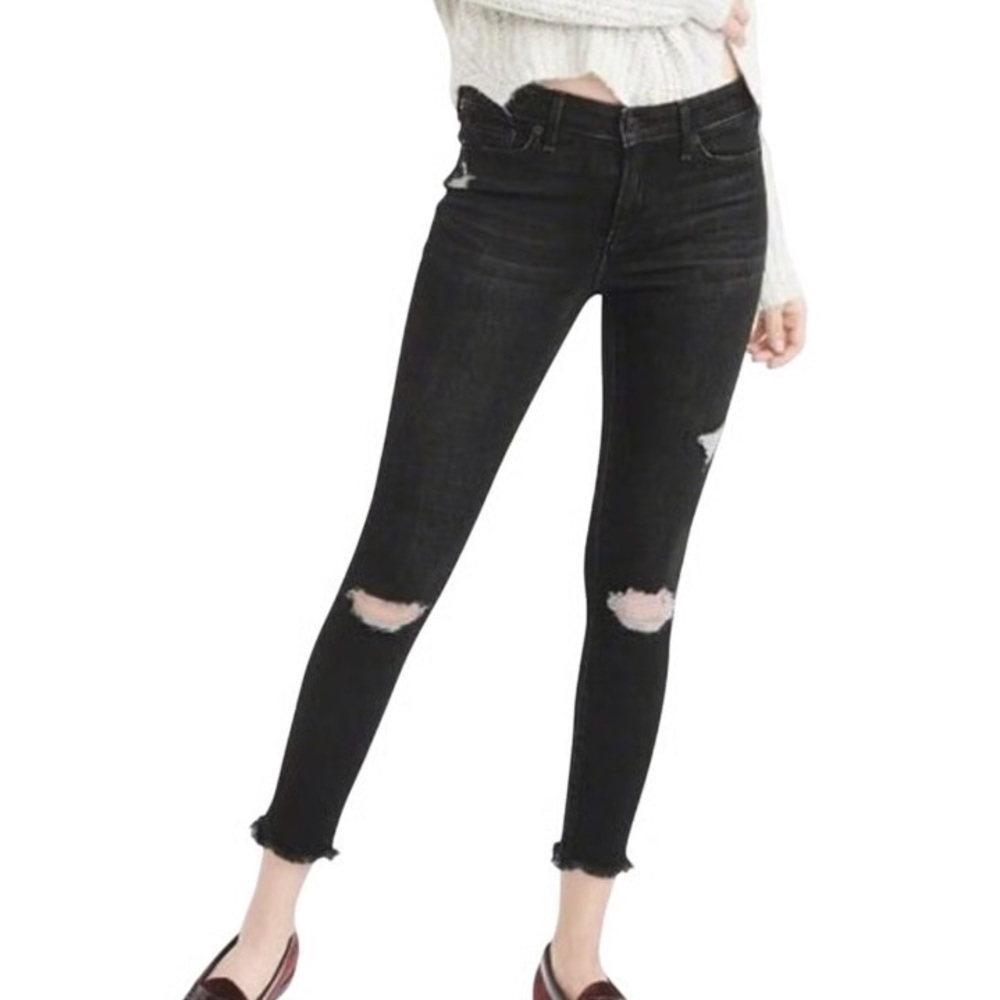 Abercrombie & Fitch HARPER LOW RISE ANKLE black stretchy jeans women’s size 4